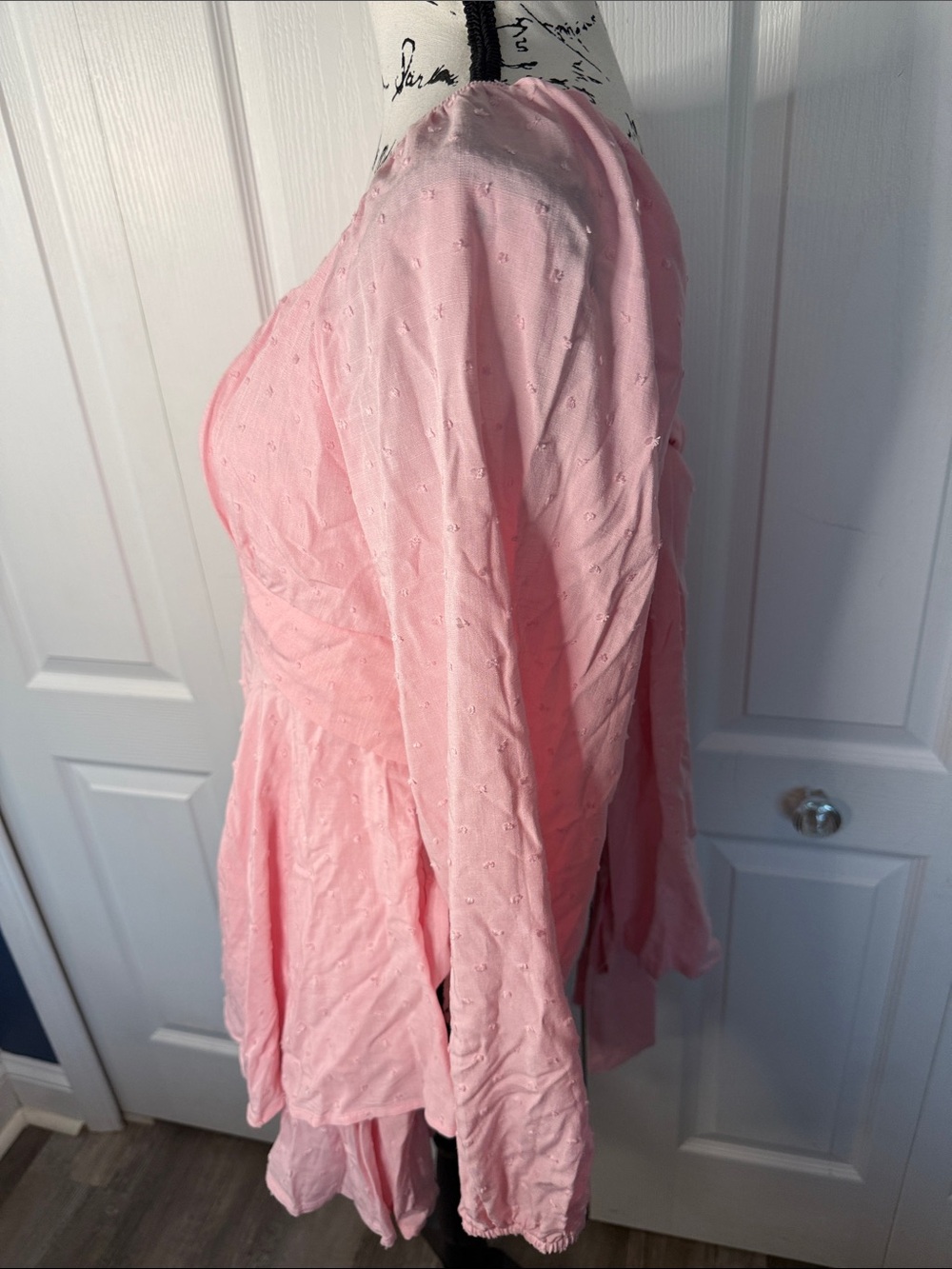 Altar'd State Soft Pink Long-Sleeve Empire Double Tie Back Romper - Picture 2 of 9